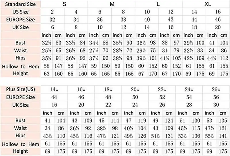 China Dress Size Chart