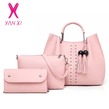 3Pcs/Sets Women Handbags Leather Shoulder Bags Female Large Capacity Casual Tote Bag Tassel Bucket Purses And Handbags Sac Femme
3Pcs/Sets Women Handbags Leather Shoulder Bags Female Large Capacity Casual Tote Bag Tassel Bucket Purses And Handbags Sac Femme