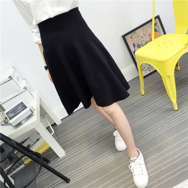 Autumn Winter Knitted Solid Midi Skirt OG0701 Autumn Winter Knitted Solid Midi Skirt OG0701