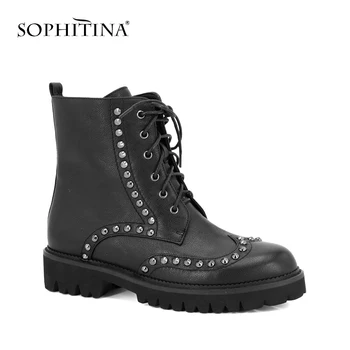 SOPHITINA Spring Genuine Leather Woman Boots Solid Comfortable High Quality Ankle Boots Retro Rivet Buckles Motorcycle Boots M48
SOPHITINA Spring Genuine Leather Woman Boots Solid Comfortable High Quality Ankle Boots Retro Rivet Buckles Motorcycle Boots M48