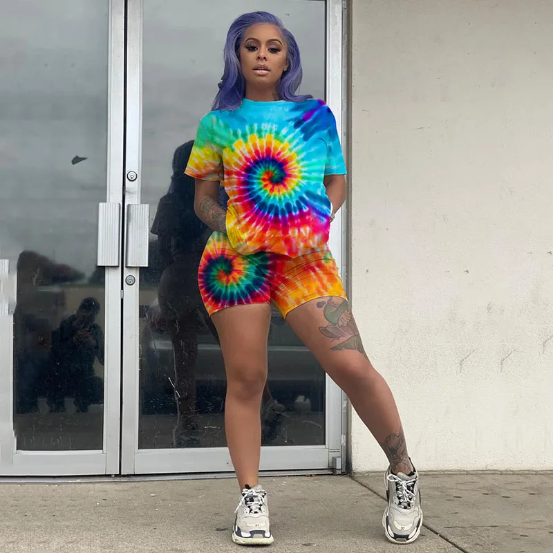 2019 Tie Dye Print Sexy Two Piece Set Clothes For Women O Neck Short Sleeve T Shirt And Biker Shorts Suit Summer 2 Piece Outfit
2019 Tie Dye Print Sexy Two Piece Set Clothes For Women O Neck Short Sleeve T Shirt And Biker Shorts Suit Summer 2 Piece Outfit
