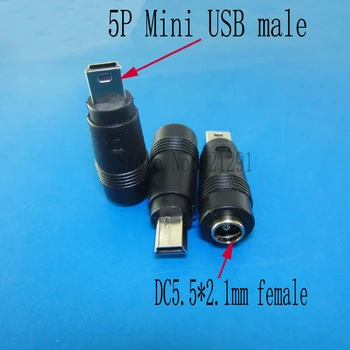 10pcs hot sale 5P Mini USB male to 5.5*2.1mm female DC Converter AC Adapter power transfer mobile phone power charger connector
10pcs hot sale 5P Mini USB male to 5.5*2.1mm female DC Converter AC Adapter power transfer mobile phone power charger connector