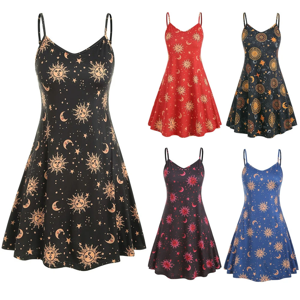 KLV Womens Casual Sun Stars Moon Print Plus Size Trapeze Dress Female Summer Sexy Off-Shoulder V-neck Party Night Mini Dress
KLV Womens Casual Sun Stars Moon Print Plus Size Trapeze Dress Female Summer Sexy Off-Shoulder V-neck Party Night Mini Dress