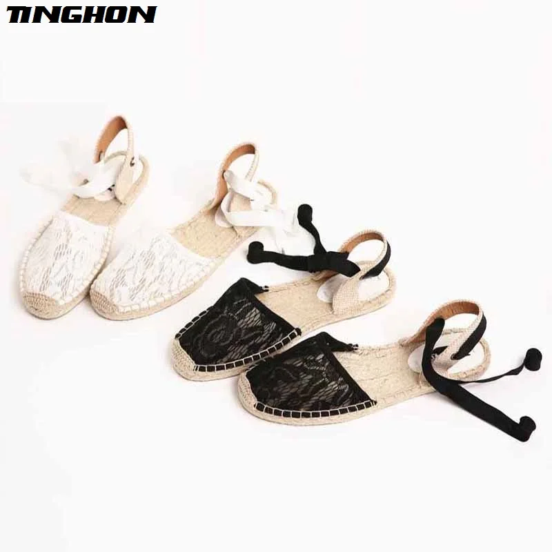 TINGHON Summer Women Espadrilles Ankle Strap Platform Sandals LACE Black White Lace up Women Flat Sandals
TINGHON Summer Women Espadrilles Ankle Strap Platform Sandals LACE Black White Lace up Women Flat Sandals