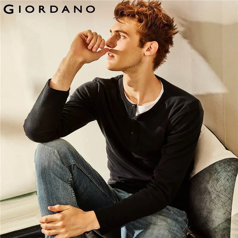 Giordano Men T Shirt Men Henley Neck Long Sleeve Tee Men Slim Fit Quality Cotton Ribbed Henley Collar Simple New Style Autumn
Giordano Men T Shirt Men Henley Neck Long Sleeve Tee Men Slim Fit Quality Cotton Ribbed Henley Collar Simple New Style Autumn