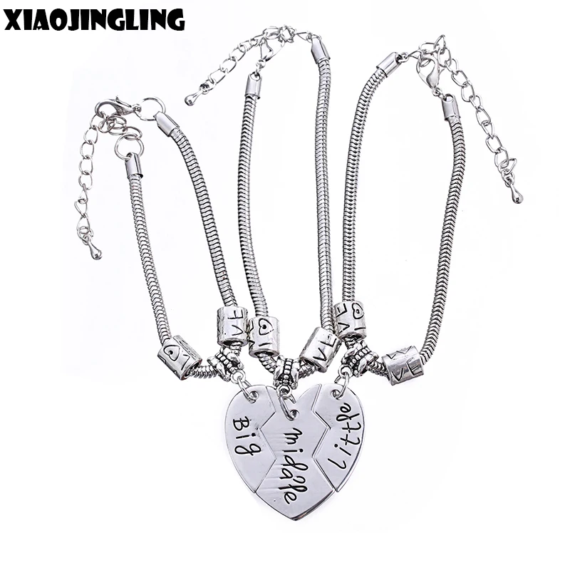 XIAOJINGLING 3pcs/Sets Women Girl Bracelets 'Big middle little' Broken Heart Bracelet Fashion Jewelry Sisters/Friends Accessory
XIAOJINGLING 3pcs/Sets Women Girl Bracelets 'Big middle little' Broken Heart Bracelet Fashion Jewelry Sisters/Friends Accessory
