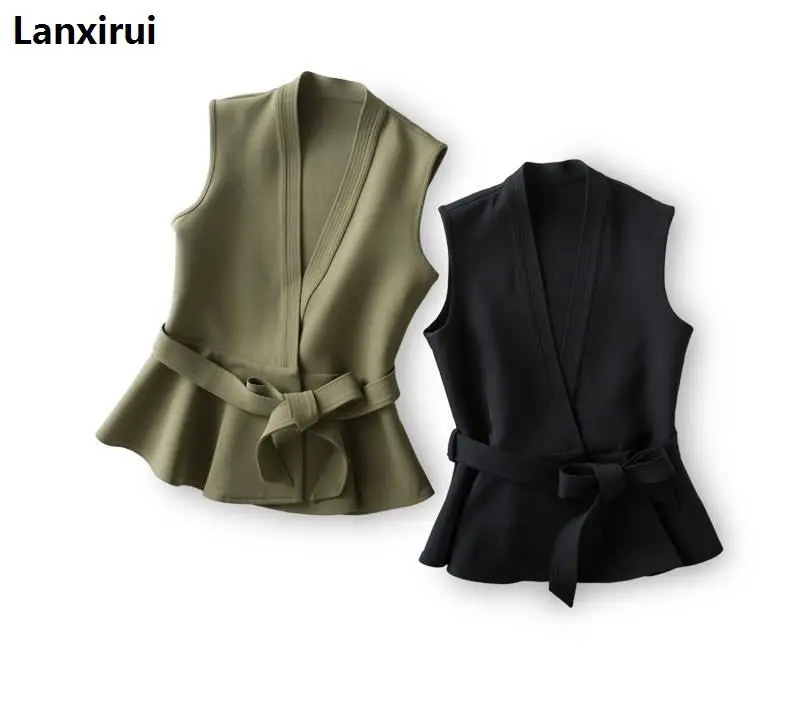 new spring and autumn women's jacket with belt ruffles vest Waistcoat Women Casual ol Coat
new spring and autumn women's jacket with belt ruffles vest Waistcoat Women Casual ol Coat