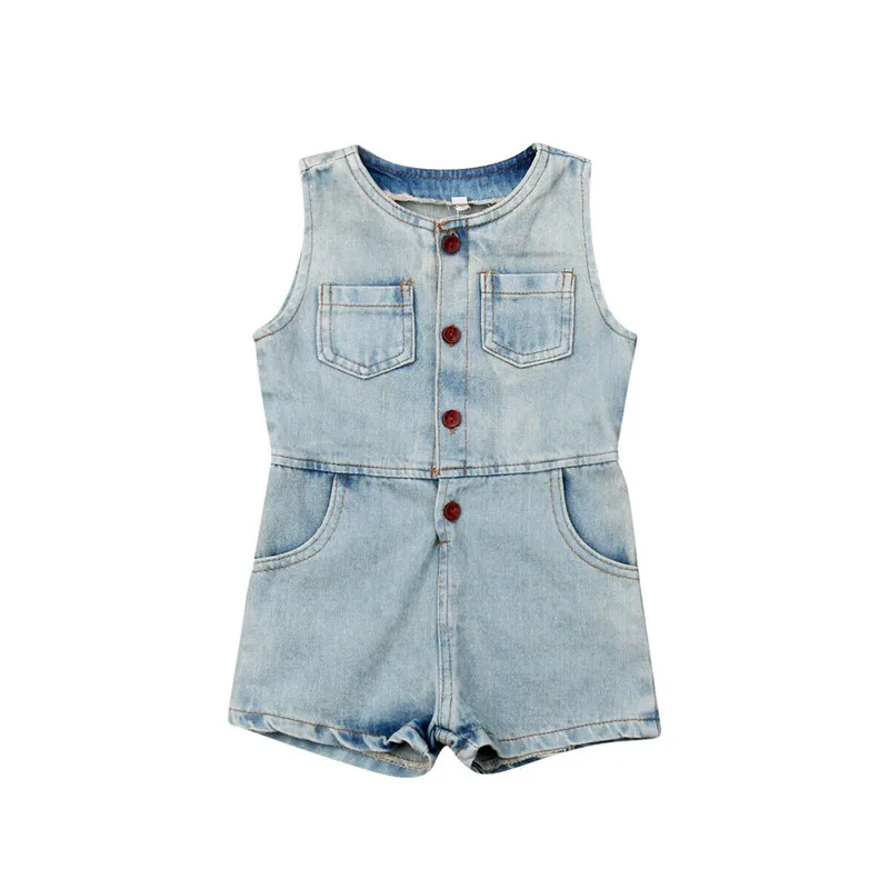 2019 Newborn Toddler Infant Baby Kids Girls Romper Summer Sleeveless Button Pockets Blue Denim Jumpsuit Outfits Costume Clothing
2019 Newborn Toddler Infant Baby Kids Girls Romper Summer Sleeveless Button Pockets Blue Denim Jumpsuit Outfits Costume Clothing