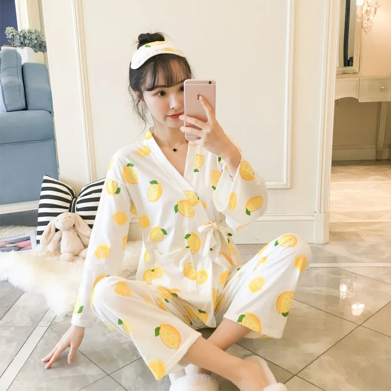 100% Cotton Kimono Pajama Sets for Women Spring Autumn Long Sleeve Pyjama Cute Girls Print Sleepwear Femme Homewear Pijama Mujer
100% Cotton Kimono Pajama Sets for Women Spring Autumn Long Sleeve Pyjama Cute Girls Print Sleepwear Femme Homewear Pijama Mujer