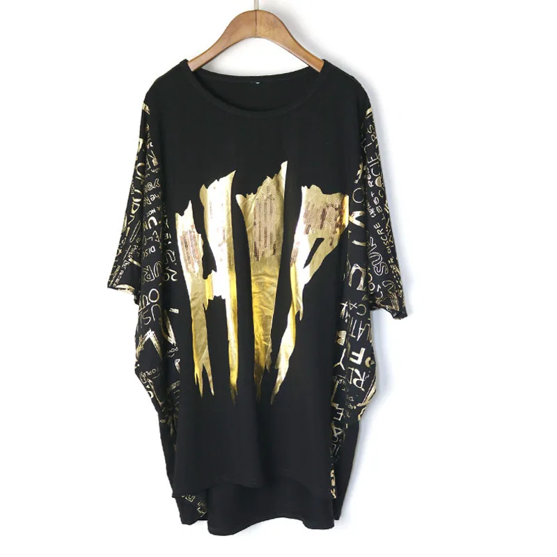 Punk Gold Print Shirts 2019 Women T shirts Word Print Tshirts Top Tees Plus Size Black Batwing Shirts Short Sleeve SA129S50
Punk Gold Print Shirts 2019 Women T shirts Word Print Tshirts Top Tees Plus Size Black Batwing Shirts Short Sleeve SA129S50