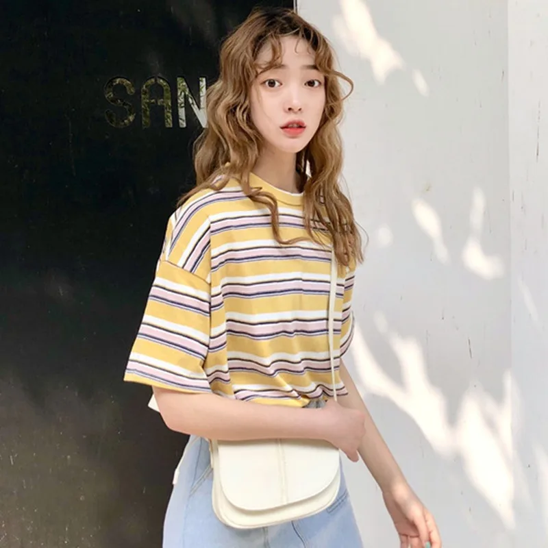 2019 Summer Fashion Women Summer Casual T Shirt Short Sleeve O-Neck Preppy Style Striped Loose Women Tee
2019 Summer Fashion Women Summer Casual T Shirt Short Sleeve O-Neck Preppy Style Striped Loose Women Tee
