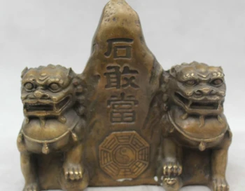 7"Chinese Fengshui Bronze Two Fu Foo Dog Guardion Lion Lovely Animal Statue
7"Chinese Fengshui Bronze Two Fu Foo Dog Guardion Lion Lovely Animal Statue