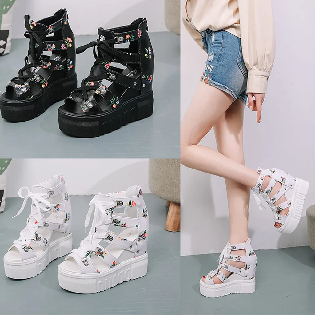 Women's Open Toe Sandals Round-Toe Buckle Wedge Summer Women's Wedge Sandals High Heel Flower Cross Straps Fashion Roman Sandals
Women's Open Toe Sandals Round-Toe Buckle Wedge Summer Women's Wedge Sandals High Heel Flower Cross Straps Fashion Roman Sandals