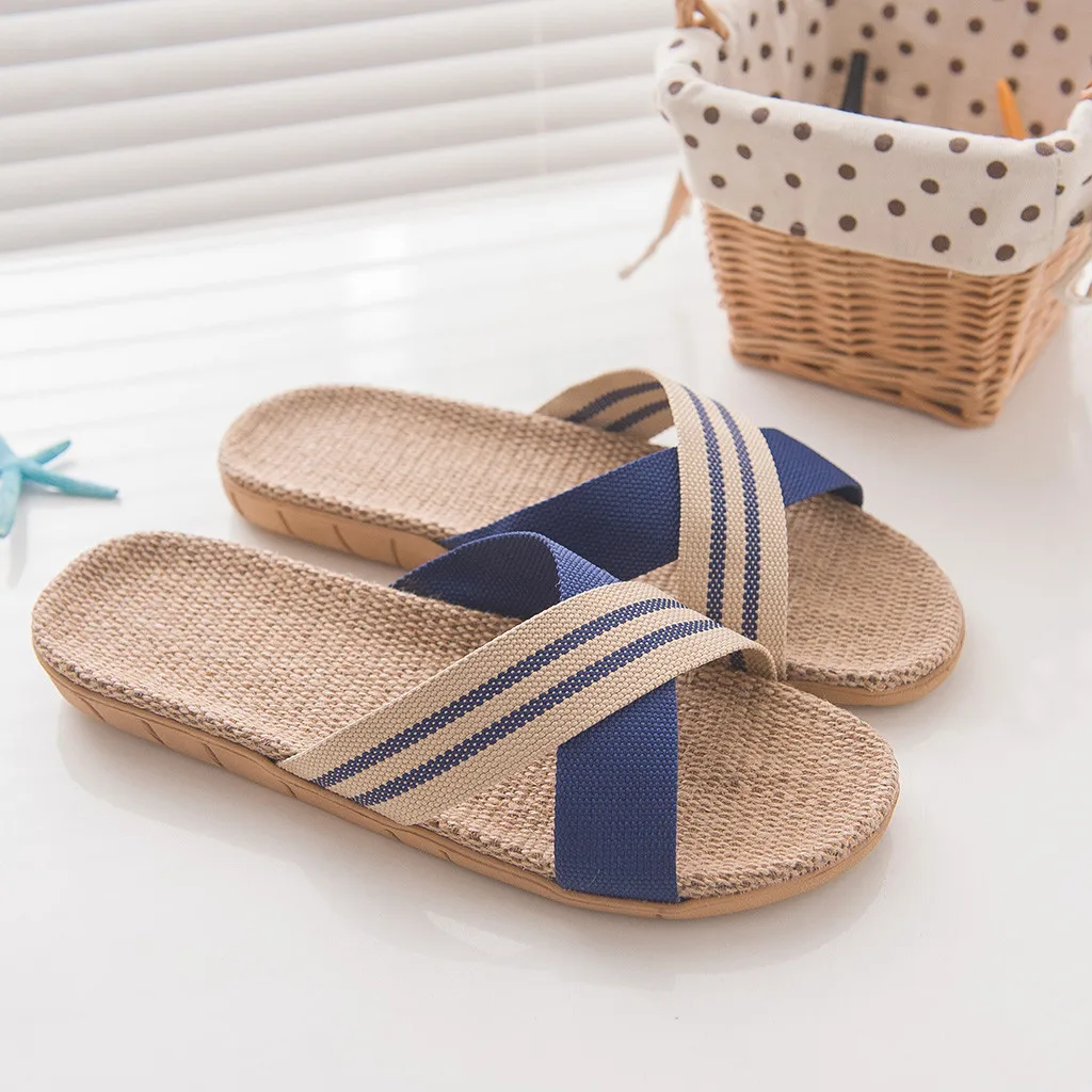 Shoes Men's Anti-slip Linen Slippers Home Indoor Open Toe Flat Shoes Beach Summer Slippers Casual Flax Slides zapatos de hombre
Shoes Men's Anti-slip Linen Slippers Home Indoor Open Toe Flat Shoes Beach Summer Slippers Casual Flax Slides zapatos de hombre