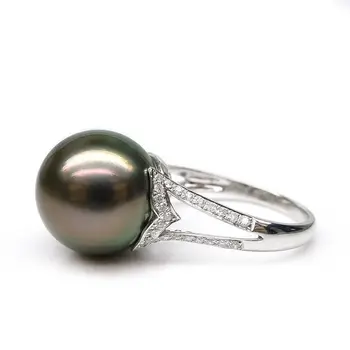 Free Shipping AAA 13.1mm Natural Green Genuine Tahitian Pearl Diamond Ring 18k White Gold #0207
Free Shipping AAA 13.1mm Natural Green Genuine Tahitian Pearl Diamond Ring 18k White Gold #0207