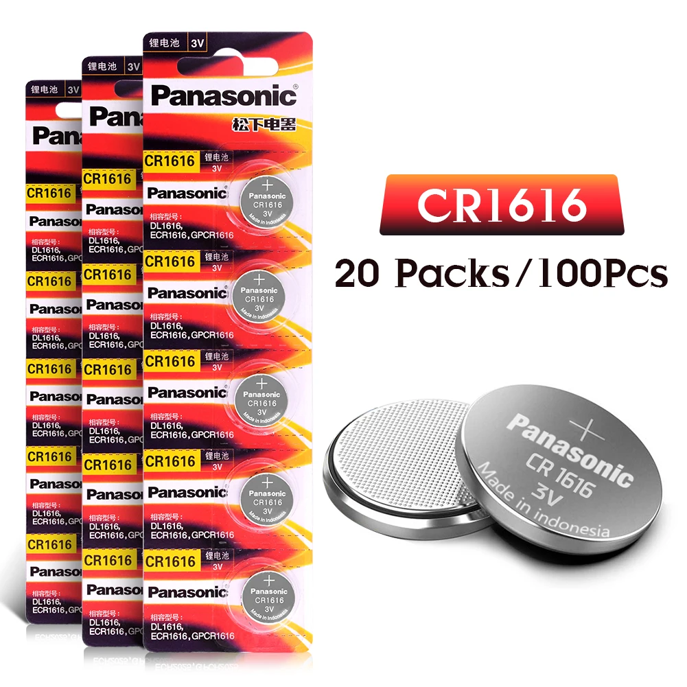 PANASONIC 100Pcs 3V Li-ion Battery Button Coin Cell CR1616 LM1616 ECR1616 DL1616 L11 L28 For Main Board Remote Control Toy
PANASONIC 100Pcs 3V Li-ion Battery Button Coin Cell CR1616 LM1616 ECR1616 DL1616 L11 L28 For Main Board Remote Control Toy