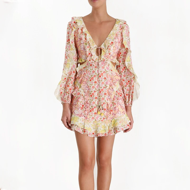 2019 Summer Vacation Bohemian Designer Women Dress V-neck Long Sleeve Floral Printed Ruffles Chiffon Dress Vestidos Runway
2019 Summer Vacation Bohemian Designer Women Dress V-neck Long Sleeve Floral Printed Ruffles Chiffon Dress Vestidos Runway