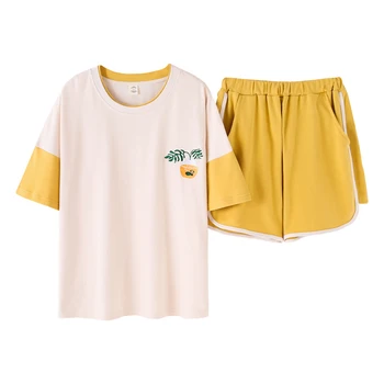 short sleeve solid color stitching home clothes for women sleepwear summer 100% cotton pyjama femme pijamas mujer large size XXL
short sleeve solid color stitching home clothes for women sleepwear summer 100% cotton pyjama femme pijamas mujer large size XXL