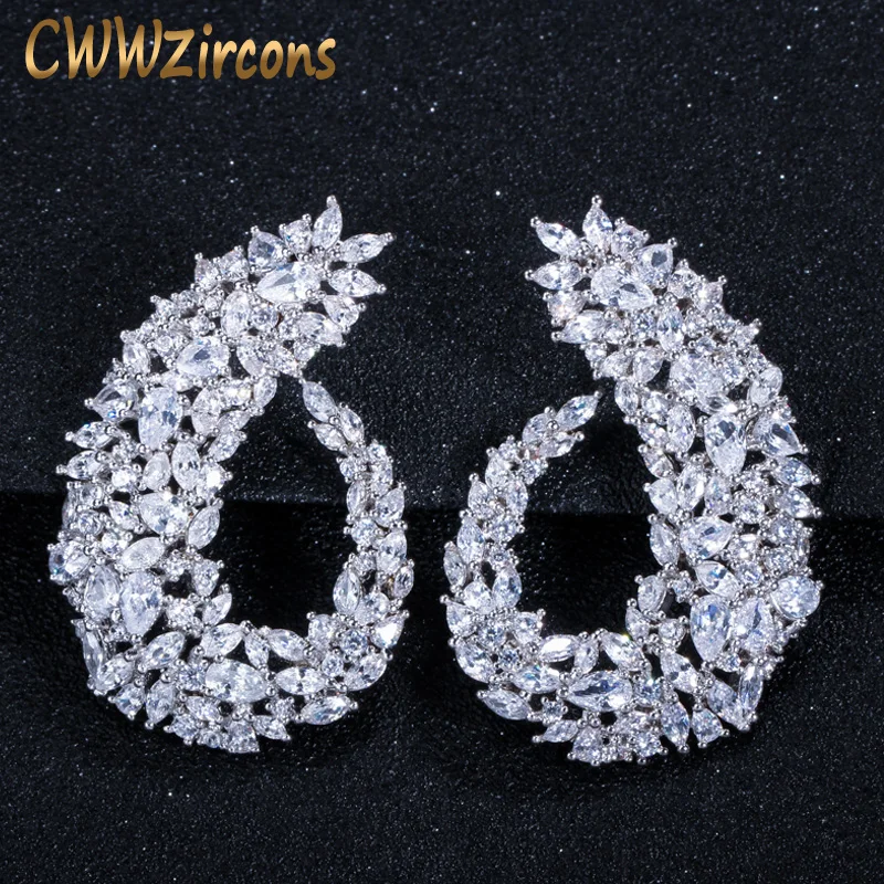CWWZircons Sparking Cubic Zirconia Silver Color Women Big Flower Hoop Earrings for Brides Wedding Jewelry Accessories CZ416
CWWZircons Sparking Cubic Zirconia Silver Color Women Big Flower Hoop Earrings for Brides Wedding Jewelry Accessories CZ416