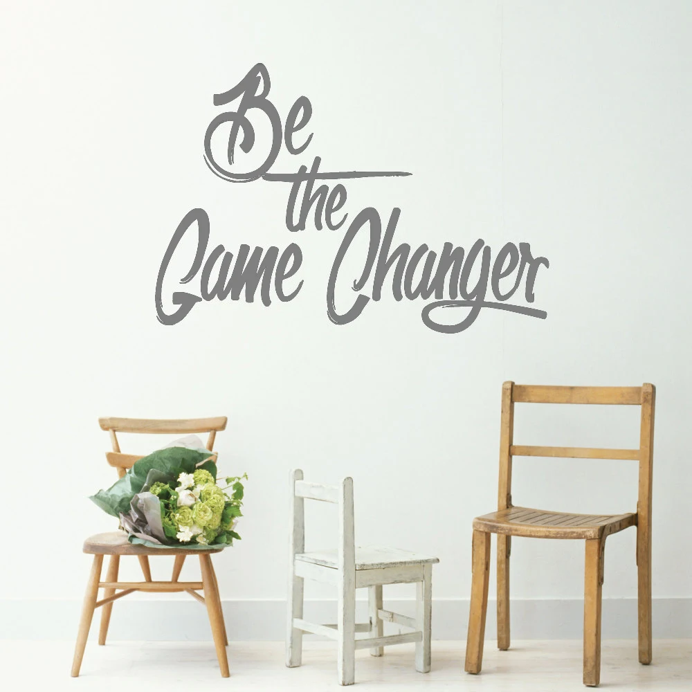 New Words Inspirational Wall Sticker For Teen Room Be The Game Changer Vinyl Playroom Decal Vinilos Paredes Art Font Quote LC346 | Дом и сад