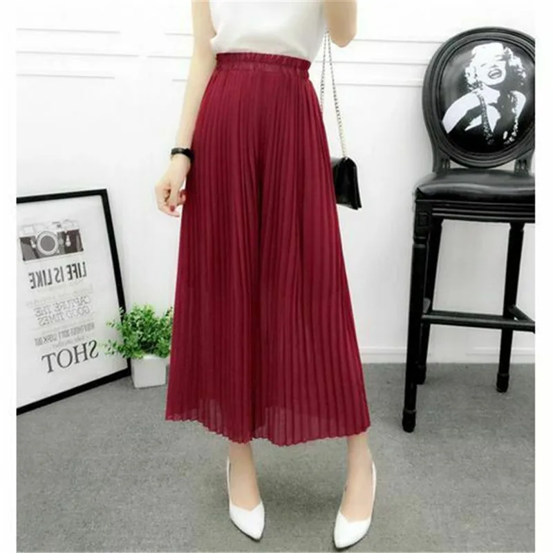 Women Loose Wide Leg Trousers Pleated Chiffon&Flax Wide Leg Pants Elastic Waist Trousers 8 Pure Color One Size Casual Pants 2019
Women Loose Wide Leg Trousers Pleated Chiffon&Flax Wide Leg Pants Elastic Waist Trousers 8 Pure Color One Size Casual Pants 2019