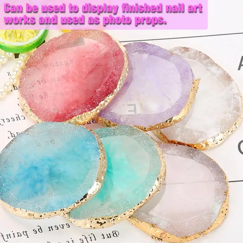 Natural Resin Stone Nail Art Plate Gel Polish Tips Drawing Painting Dish Golden Edge Manicure Nail Art Display Board Manicure 
Natural Resin Stone Nail Art Plate Gel Polish Tips Drawing Painting Dish Golden Edge Manicure Nail Art Display Board Manicure