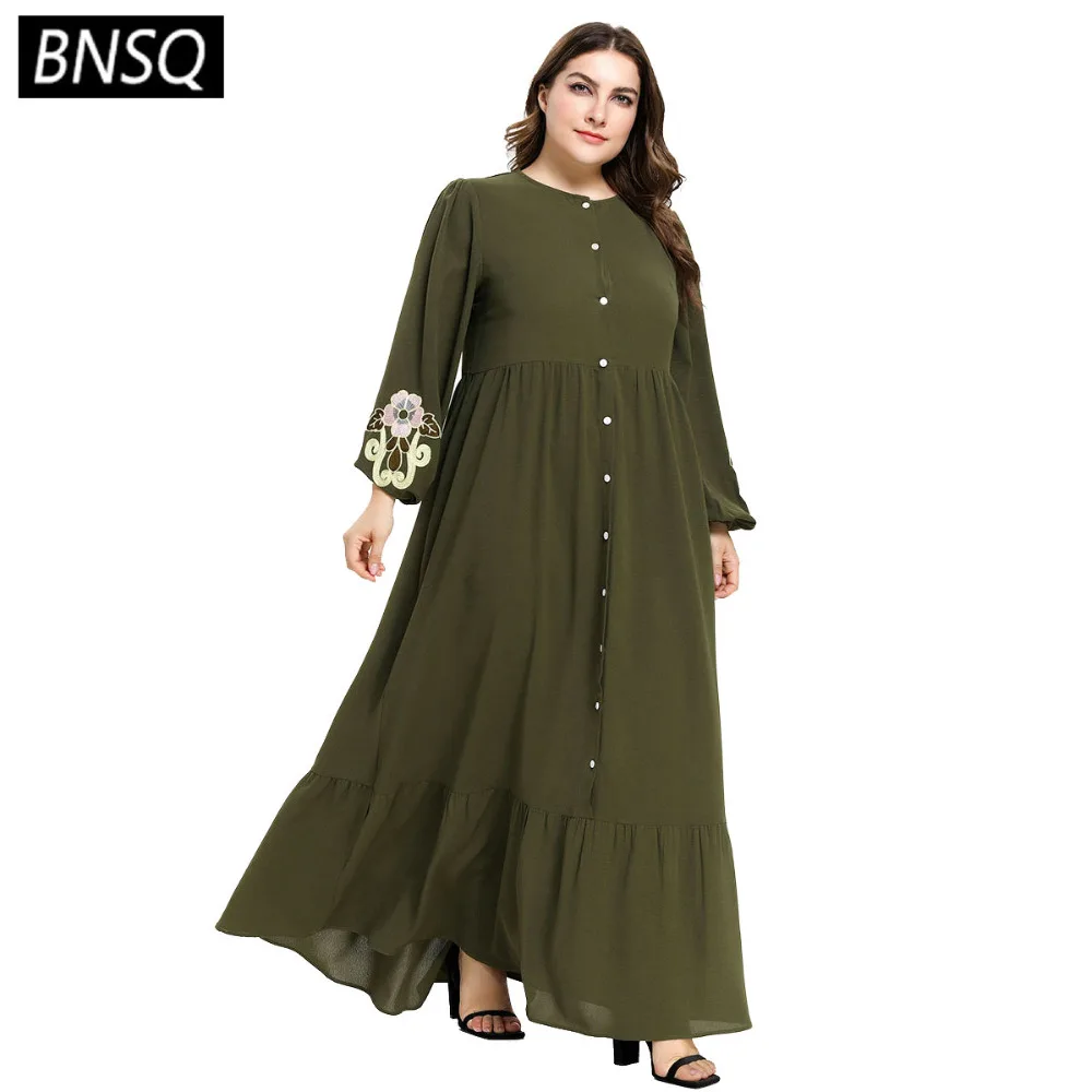 BNSQ Muslim Long Dress Round Neck Long Sleeve Single-Breasted Breast-feeding Clothes Ramadan Ruffles Draped Patchwork Swing 2019
BNSQ Muslim Long Dress Round Neck Long Sleeve Single-Breasted Breast-feeding Clothes Ramadan Ruffles Draped Patchwork Swing 2019