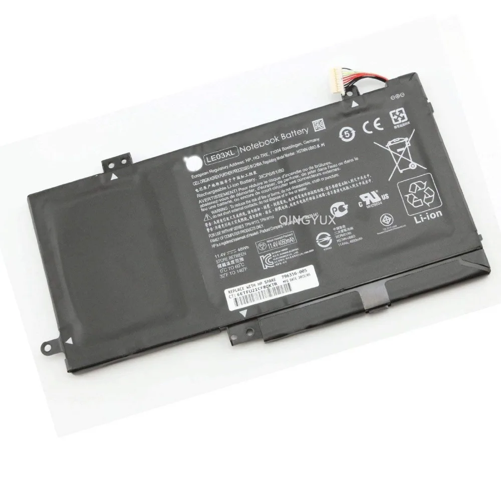QINGYUX LE03XL 11.4V 48Wh Laptop Battery compatible with HP Pavilion x360 M6-W 796356-005
QINGYUX LE03XL 11.4V 48Wh Laptop Battery compatible with HP Pavilion x360 M6-W 796356-005