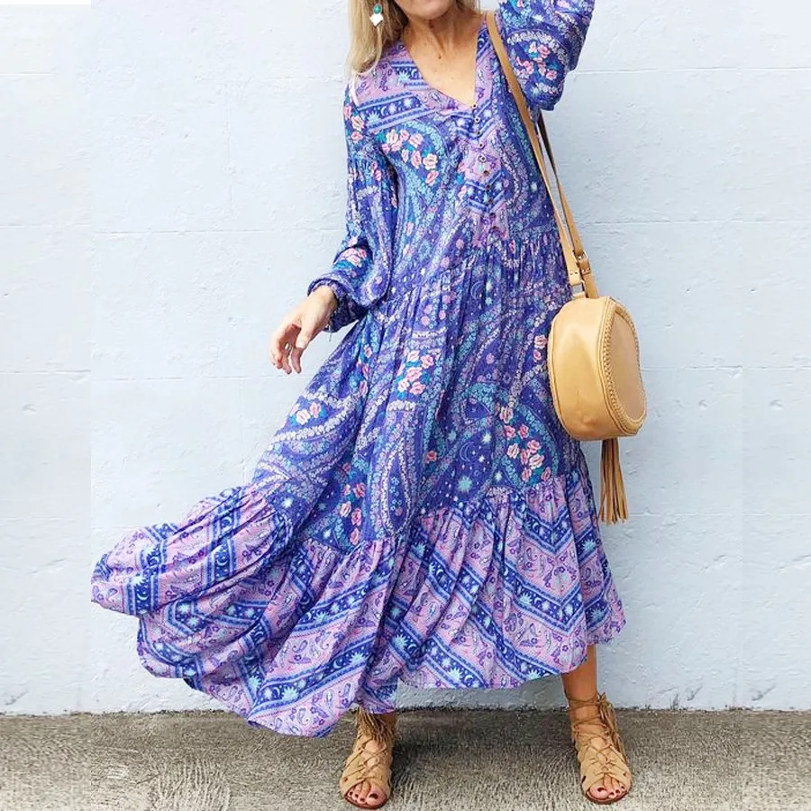 blue floral print dresses 2018 autumn rayon boho dress V-neck puff long sleeve dress loose Hippie women dresses vestido
blue floral print dresses 2018 autumn rayon boho dress V-neck puff long sleeve dress loose Hippie women dresses vestido