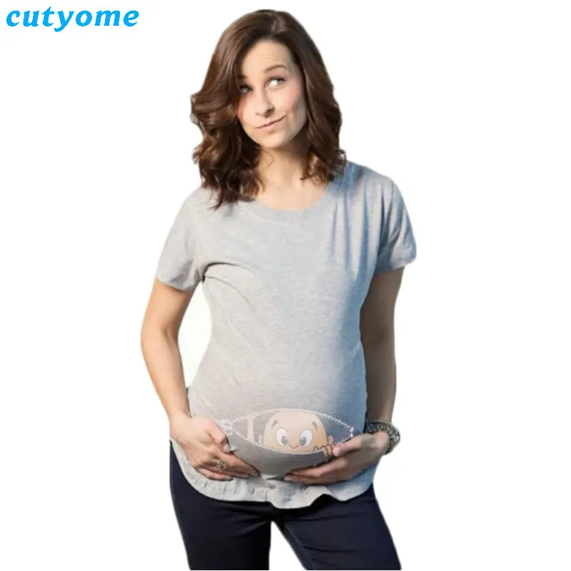Maternity T-Shirts Cotton Baby Printed Short Sleeve Loose Tank Tops Women tshirt Pregnancy T Shirt Pregnant Long Tee Shirts  (10)