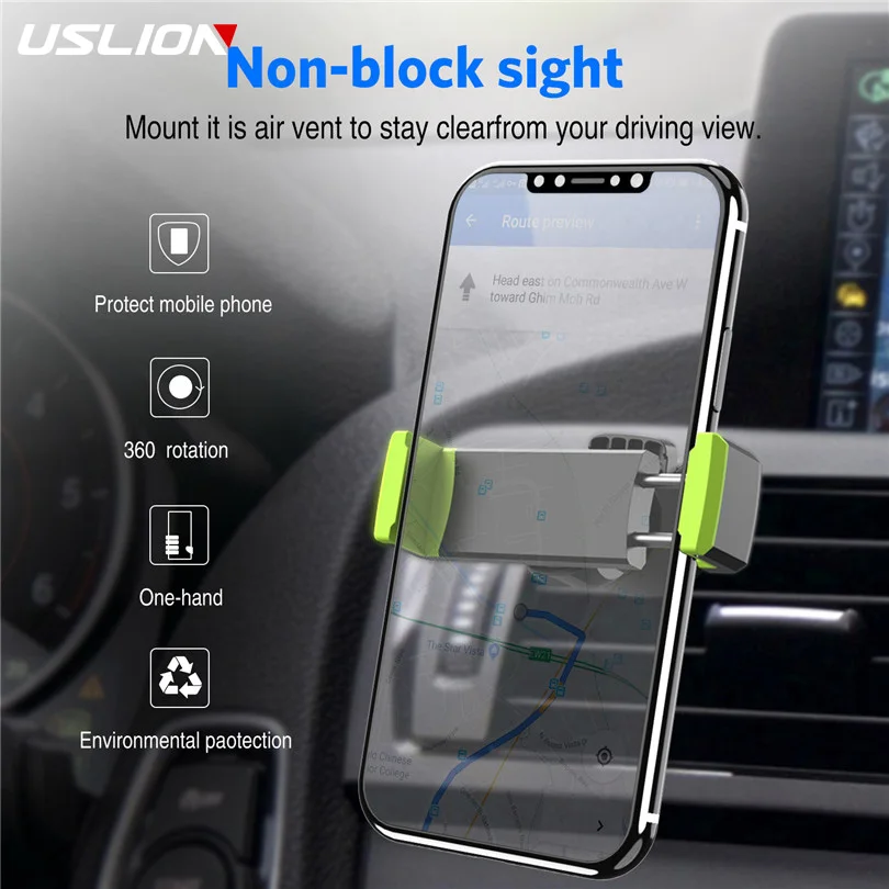 USLION Car Phone Holder for iPhone 8 X 7 6 360 Degree Mobile Phone Holder Air Vent Mount Holder for Samsung Xiaomi Huawei Holder
USLION Car Phone Holder for iPhone 8 X 7 6 360 Degree Mobile Phone Holder Air Vent Mount Holder for Samsung Xiaomi Huawei Holder