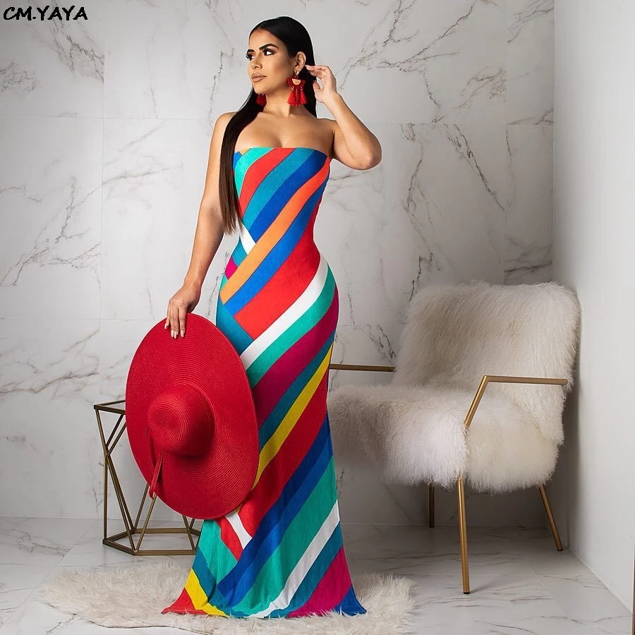 2019 new women colorful stripes strapless bodycon mermaid maxi midi dress beach party club long dresses beach outfit H6049
2019 new women colorful stripes strapless bodycon mermaid maxi midi dress beach party club long dresses beach outfit H6049