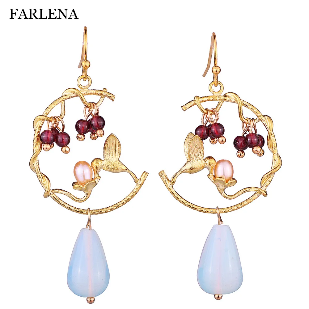 FARLENA ювелирные изделия для женщин натуральный гранат Серьги с фруктами винтажные