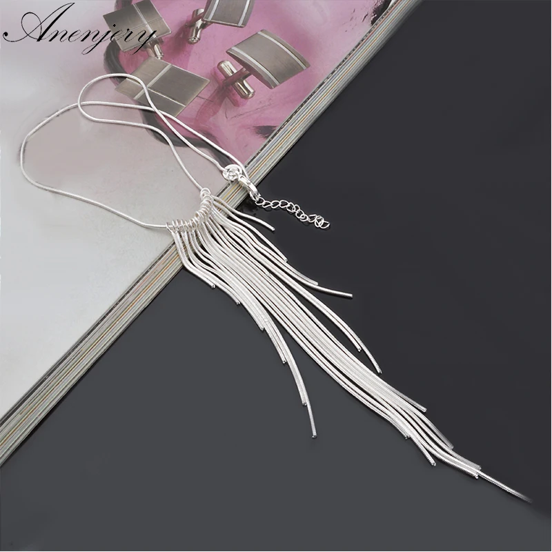 Anenjery 925 Sterling Sliver Long Tassel Pendant Necklace gargantilha Choker Chain necklace For Women S-N26
Anenjery 925 Sterling Sliver Long Tassel Pendant Necklace gargantilha Choker Chain necklace For Women S-N26