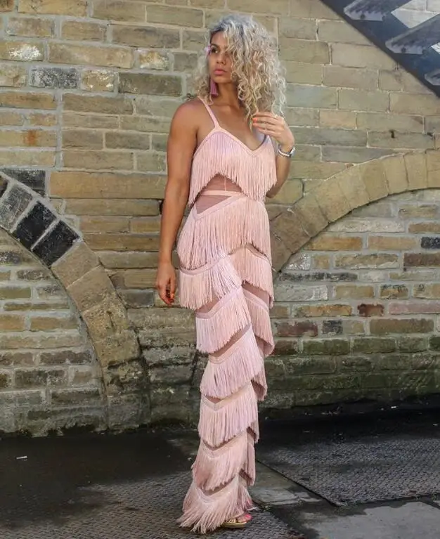 High Quality Celebrity Pink Black Sleeveless Tassel Hollow Out Bandage Jumpsuit Night Club Party Bodycon Jumpsuit
High Quality Celebrity Pink Black Sleeveless Tassel Hollow Out Bandage Jumpsuit Night Club Party Bodycon Jumpsuit