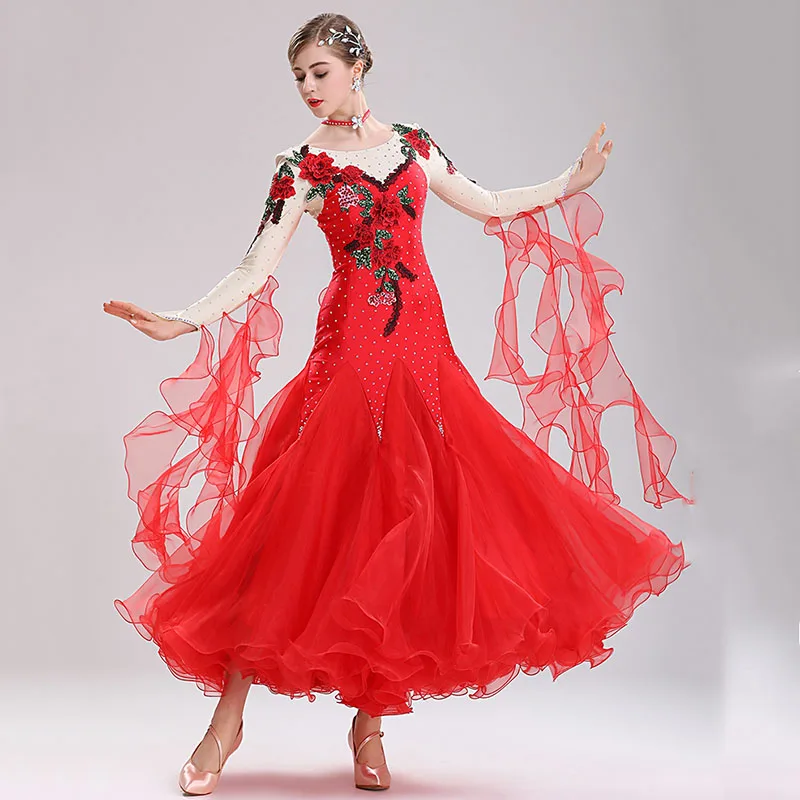 2019 NEW Ballroom Competition Dress High Quality Long Sleeve women Tango Waltz Dancing dress standard ballroom dress 
2019 NEW Ballroom Competition Dress High Quality Long Sleeve women Tango Waltz Dancing dress standard ballroom dress