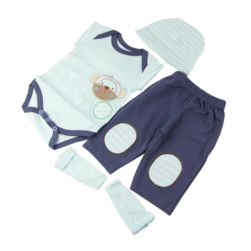 Image New 4 pcs Baby Doll Clothes Sets Have Hat Shirt Pants Socks Suit 22 23 Inch Reborn Dolls Cute Boy Clothing Doll DIY Game Parts