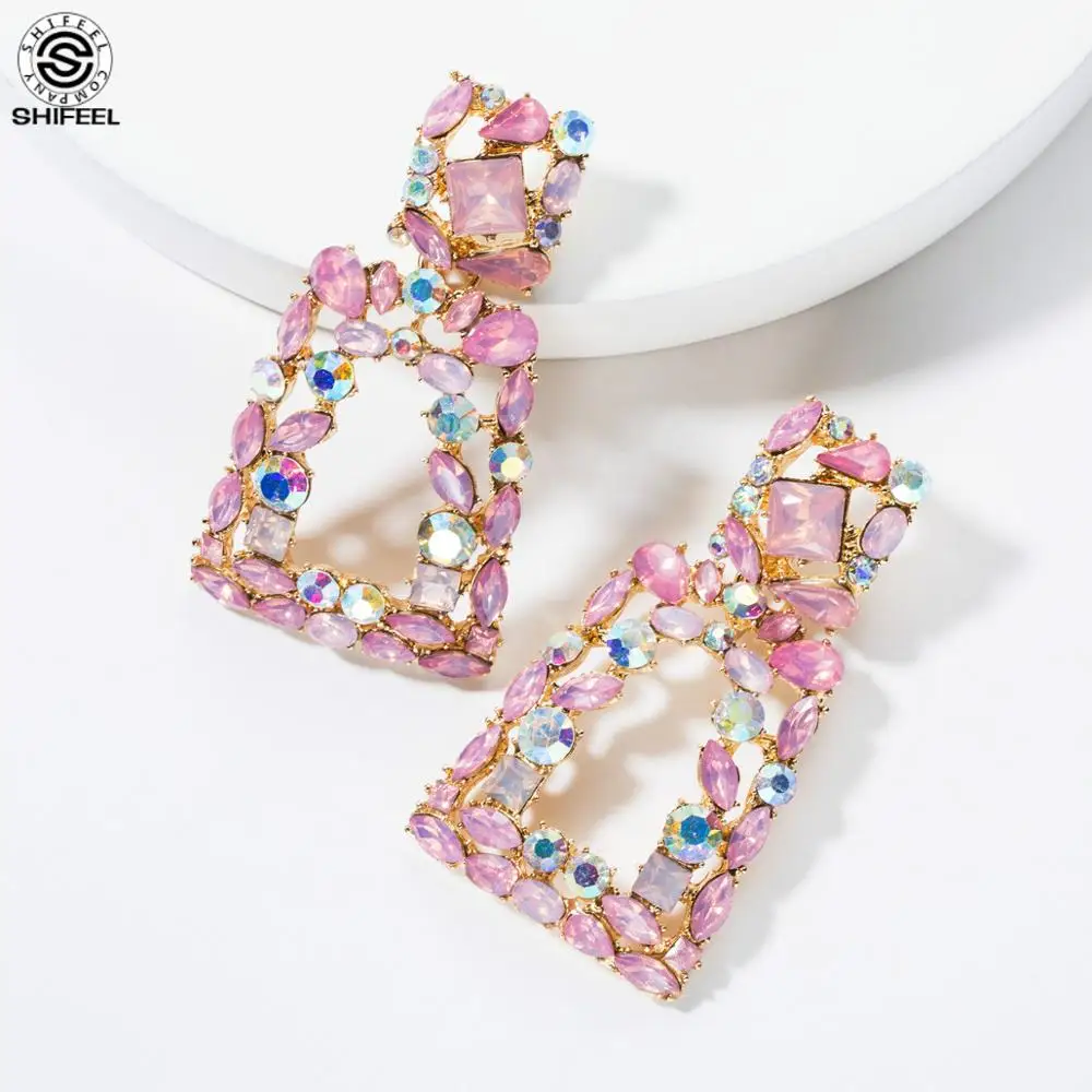 SHIFEEL New Arrival Occident Fashion Acrylic Multicolor Rhinestone Geometric Big Earrings Bohemia Women's jewelry Catwalk Gift
SHIFEEL New Arrival Occident Fashion Acrylic Multicolor Rhinestone Geometric Big Earrings Bohemia Women's jewelry Catwalk Gift