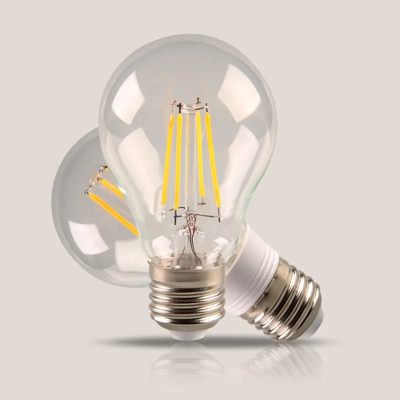 50pcs/lot E27 Filament LED Bulb Edison Light 2w 4W 6w 8W A60 A19 led globe light warm white cold 110V 230V | Освещение