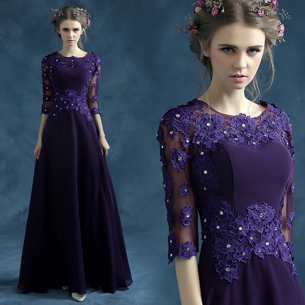 robe de soiree new sexy lace appliques purple chiffon 2018 vestido longo long prom Formal gown half sleeves bridesmaid dresses
robe de soiree new sexy lace appliques purple chiffon 2018 vestido longo long prom Formal gown half sleeves bridesmaid dresses