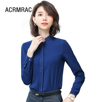 Women shirt Slim spring autumn Long sleeve Standing collar OL Formal Business Blouses & Shirts Woman 8806
Women shirt Slim spring autumn Long sleeve Standing collar OL Formal Business Blouses & Shirts Woman 8806
