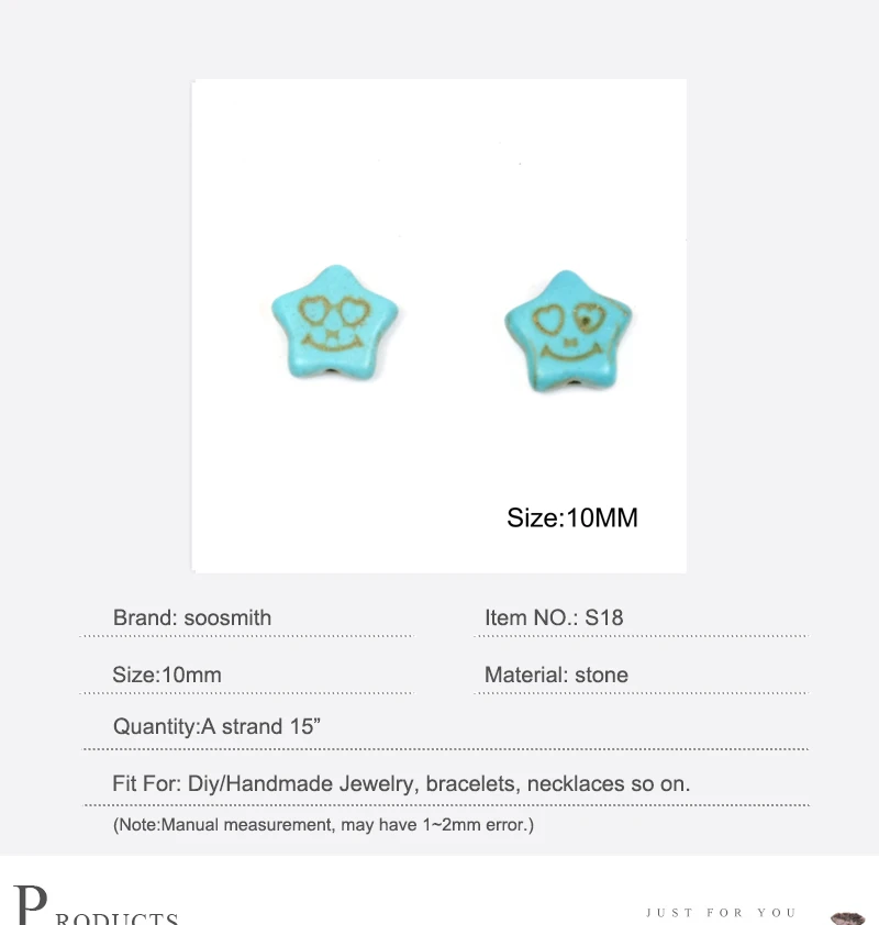 soosmith Top Quality Star Smile Natural Stone Beads Loose Spacer Beads For Jewelry Making Diy Necklace Bracelet Pendant Fashion (1)