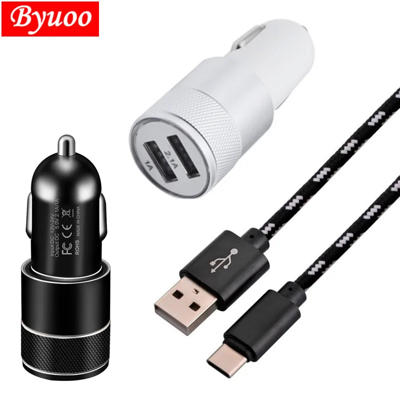 Usb кабель Type c и 2 USB адаптер для быстрой зарядки автомобиля samsung Galaxy s8 s9 a8 2018 nova zenfone 3