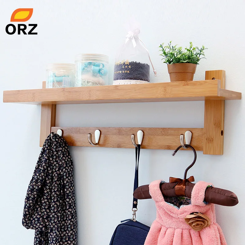 ORZ Bamboo Wall Shelf Coat Hook Rack With 4 Alloy Hooks Bedroom Kitchen Bathroom Storage Organizer Holder Home Decoration
ORZ Bamboo Wall Shelf Coat Hook Rack With 4 Alloy Hooks Bedroom Kitchen Bathroom Storage Organizer Holder Home Decoration