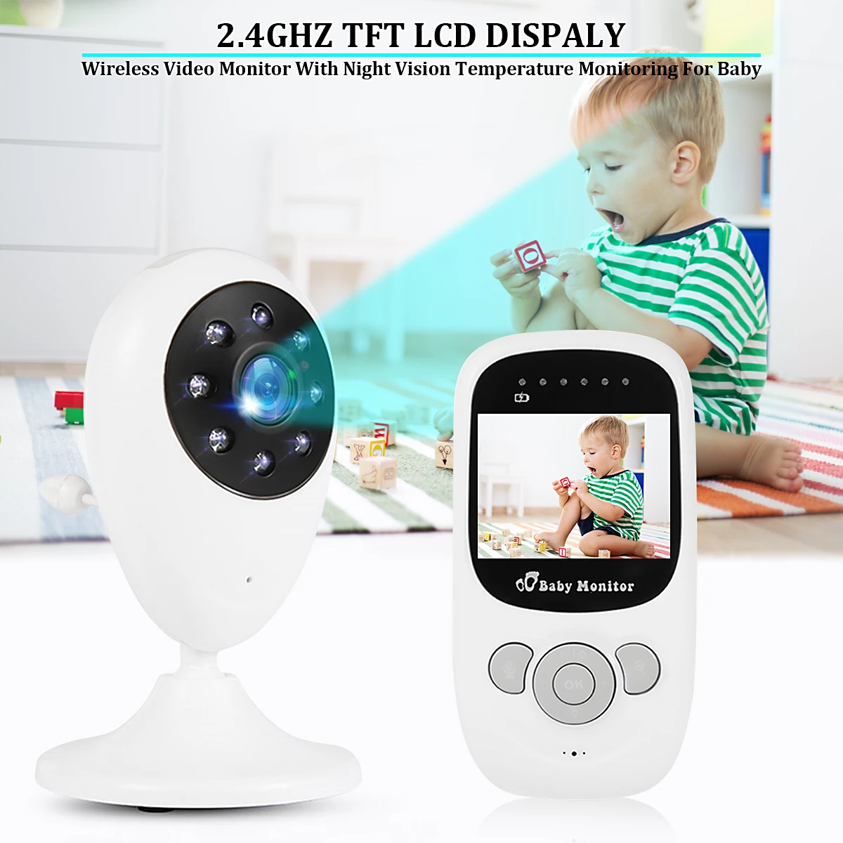 Wireless LCD Audio Video Baby Monitor Radio Nanny Music Intercom IR 24h Portable Baby Camera Wifi Baby Walkie Talkie Babysitter
Wireless LCD Audio Video Baby Monitor Radio Nanny Music Intercom IR 24h Portable Baby Camera Wifi Baby Walkie Talkie Babysitter