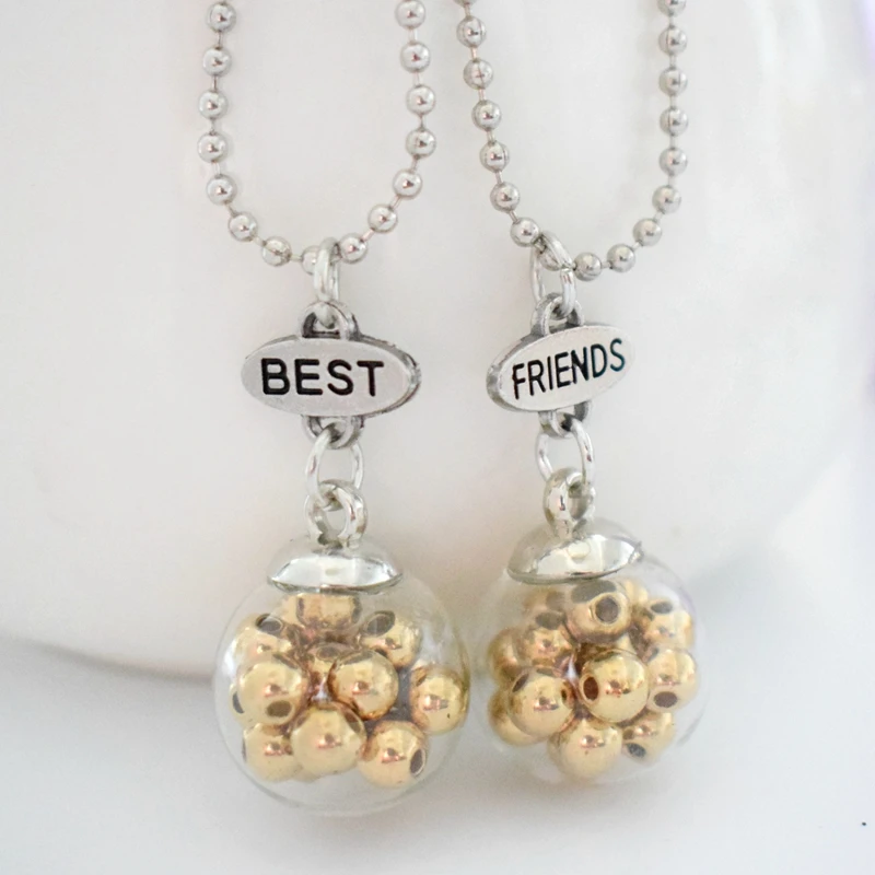 Gold Beads Transparent Glass Ball Necklace Children Best Friend BFF 2 Necklace Friendship Jewelry Gifts For Kids 2PCS/Set
Gold Beads Transparent Glass Ball Necklace Children Best Friend BFF 2 Necklace Friendship Jewelry Gifts For Kids 2PCS/Set