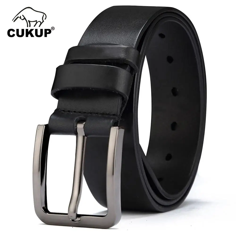 CUKUP Top Quality Men's 100% Solid Cow Genuine Leather Belts Man Black Alloy Pin Buckle Metal Belt for Men Packed in Box NCK414
CUKUP Top Quality Men's 100% Solid Cow Genuine Leather Belts Man Black Alloy Pin Buckle Metal Belt for Men Packed in Box NCK414