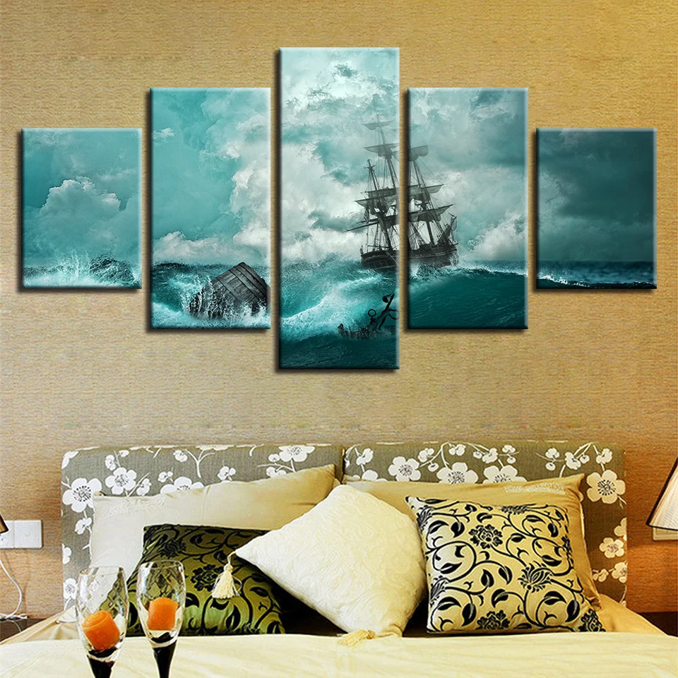 Wall Art Decor Bedroom 5 Pieces HD Printed Ship On The Sea Sailing Painting Blue Sky White Cloud Scenery Modular Canvas Picture
Wall Art Decor Bedroom 5 Pieces HD Printed Ship On The Sea Sailing Painting Blue Sky White Cloud Scenery Modular Canvas Picture
