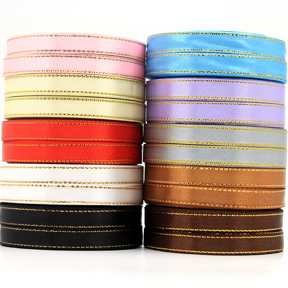 25Yards Satin Ribbon 10mm golden edge grosgrain Ribbons DIY for Gift Wrapping Wedding Party Decoration Scrapbooking Supplies
25Yards Satin Ribbon 10mm golden edge grosgrain Ribbons DIY for Gift Wrapping Wedding Party Decoration Scrapbooking Supplies