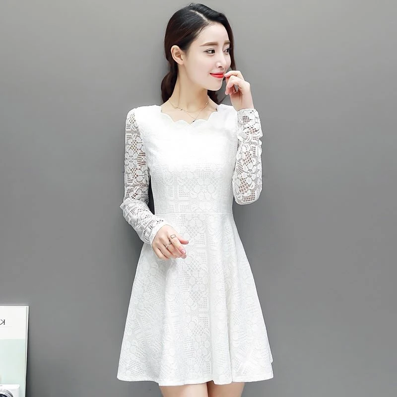 Autumn Lace Dress Work Casual Slim Fashion O-neck Sexy Hollow Out Blue Red Dresses Women A-line Vintage Vestidos
Autumn Lace Dress Work Casual Slim Fashion O-neck Sexy Hollow Out Blue Red Dresses Women A-line Vintage Vestidos